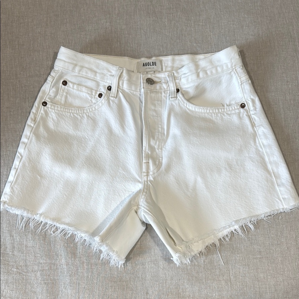 AGOLDE Parker Long Short Women's White Denim Shorts